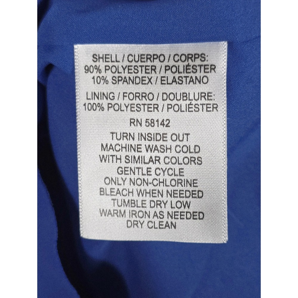 Maggy London Blue Short Sleeve Asymmetrical Ruffle V Neck Dress Size 10 NWT - Picture 11 of 12